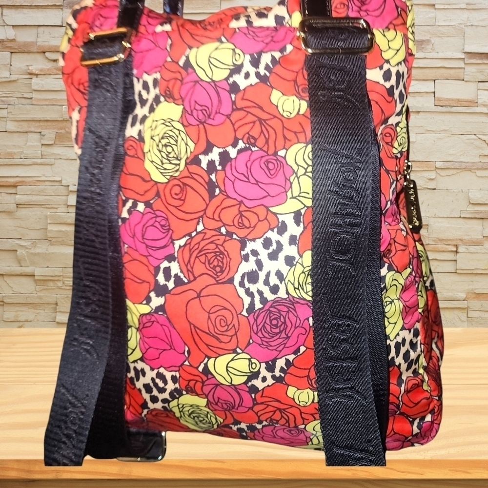 Betsy Johnson Backpack/Purse Leopard with Roses - Picture 5 of 11
